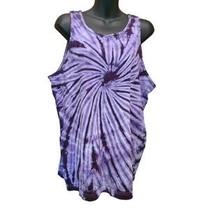Vintage Tie Dye Psychedelic purple tank top  size L 100% cotton usa